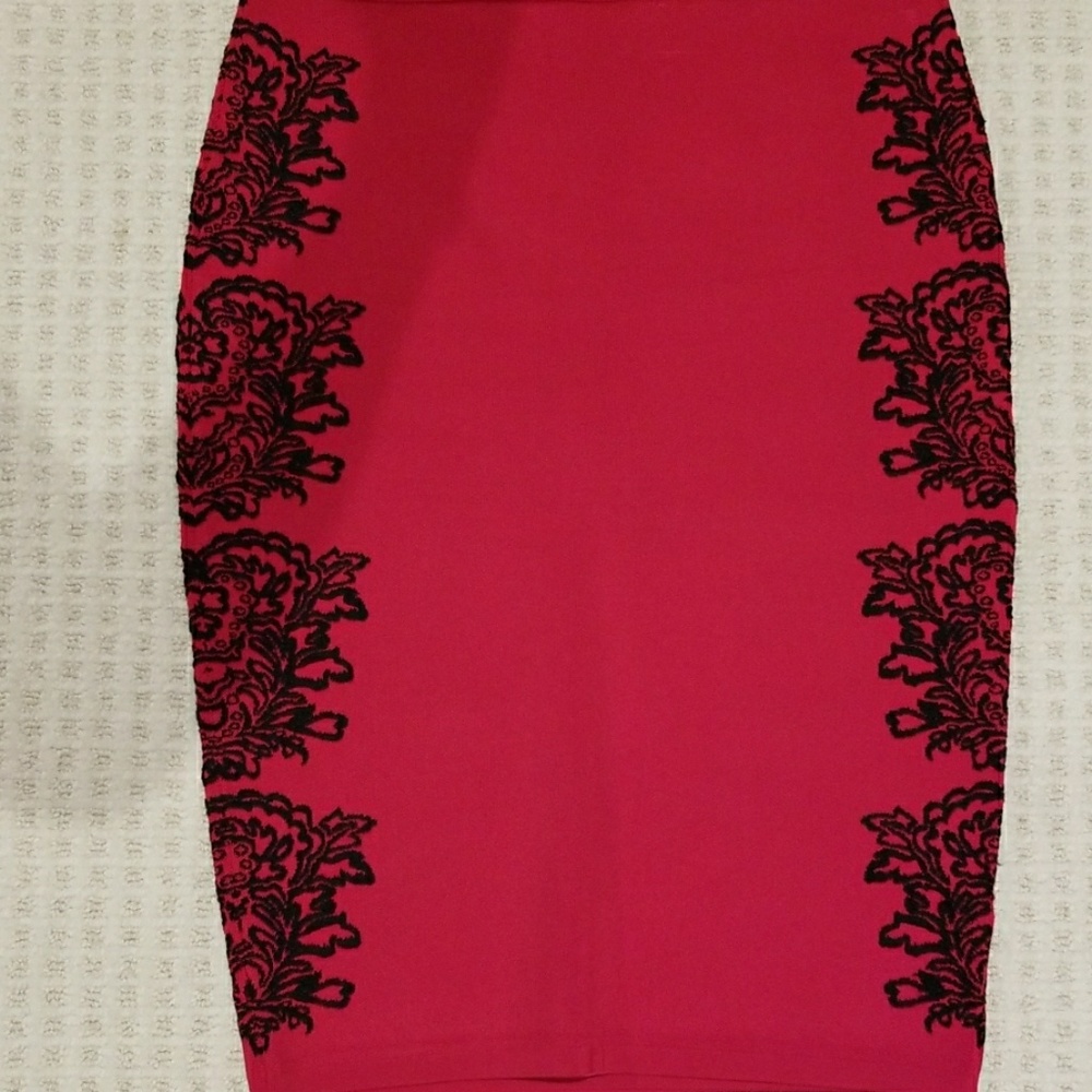 Red and black pencil skirt